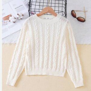 Joe Fresh Women's Pullover Sweater Size Small Ivory 100% Acrylic Cable Knit